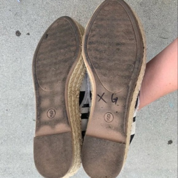 DV Dolce Vita Roxie jute Espadrille black white striped Platform womens 9 - Picture 7 of 8